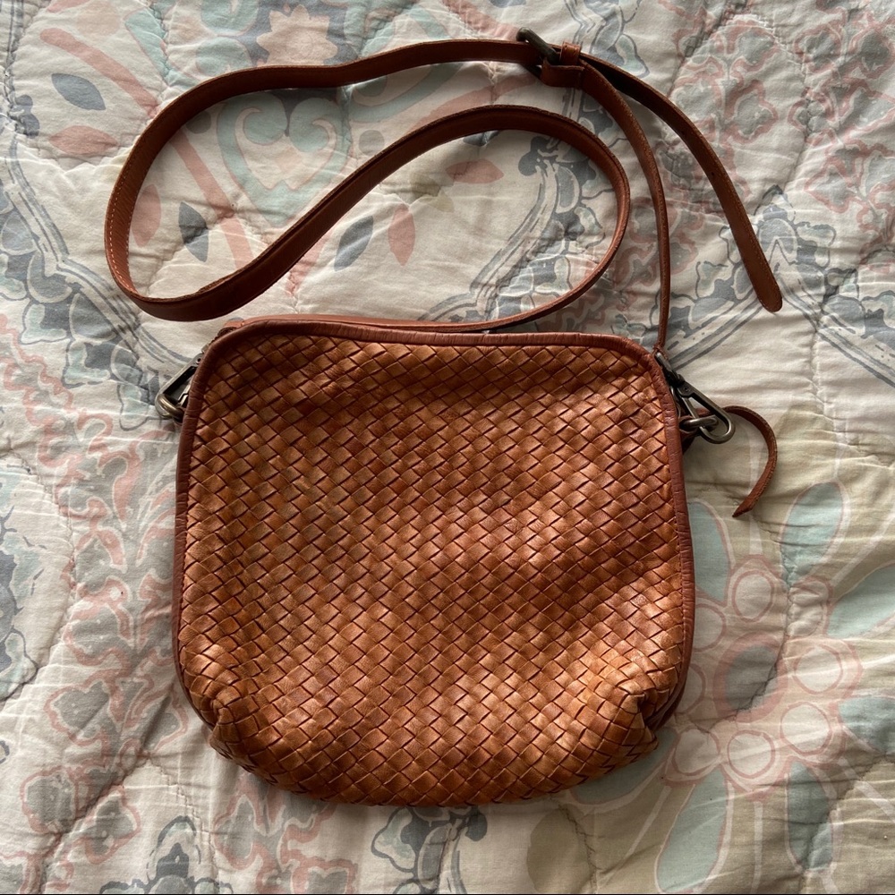 Platania Leather Basket Weave Purse Crossbody